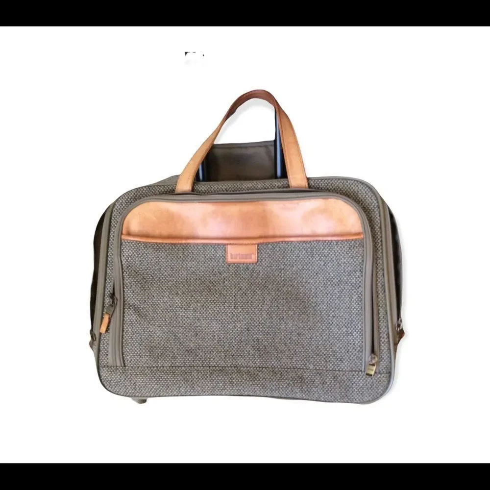 Vintage Hartmann Mobile Office tweed/leather Wheeled Carry On Bag